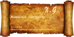 Naményi Gergely névjegykártya