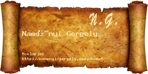 Naményi Gergely névjegykártya